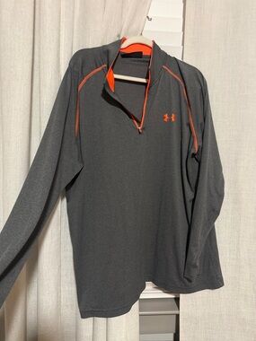 Under Armour Charcoal Half-Zip Pullover with Orange Trim